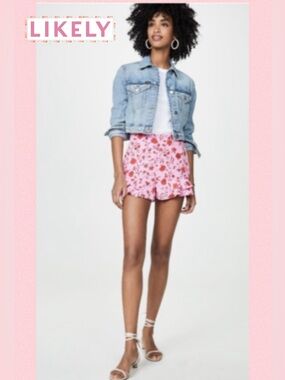 Likely High Rise Stevie Shorts Sz 8 Pink Ruffle Boho
